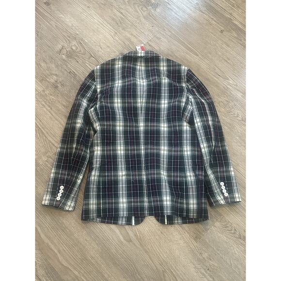 NWT VTG 40 R Polo Ralph Lauren Mini Plaid Cotton Madras Patch Patch Blazer - Picture 2 of 4